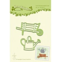 Punching - and embossing stencil, garden wheelbarrow and water jug