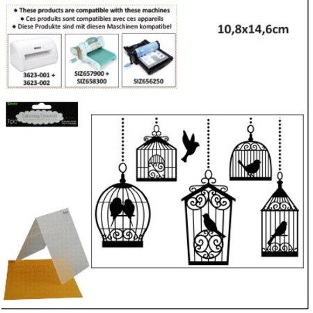 embossing Präge Folder Embossing folders, 10,8x14,6cm birdcages