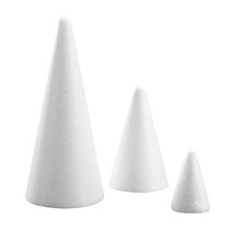 Styrofoam cône, plein, hauteur 6,5 cm ou 12 cm