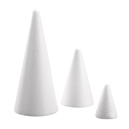 Objekten zum Dekorieren / objects for decorating Styrofoam cone, full, height 6.5 cm or 12cm