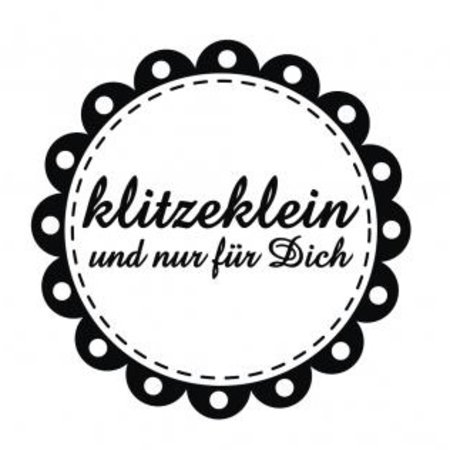 Stempel / Stamp: Holz / Wood holze Mini-Stempel mit deutsche Text "klitzeklein und nur für dich" , 3cm ø