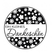 Holze mini stempel met Duitse tekst "een kleine dank u", 3cm diameter