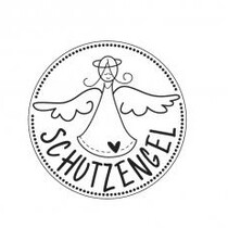 Holze mini stempel met Duitse tekst "Guardian Angel", ø 2cm
