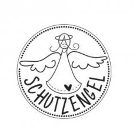 Stempel / Stamp: Holz / Wood holze mini stamp with German text "Guardian Angel", ø 2cm