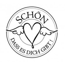 holze Mini-Stempel mit deutsche Text "schön dass es dich gibt" , 3cm ø