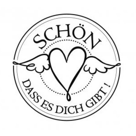 Stempel / Stamp: Holz / Wood holze Mini-Stempel mit deutsche Text "schön dass es dich gibt" , 3cm ø