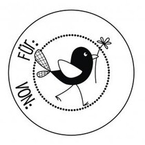 Holze mini stempel med tysk tekst "Pakkekort", 3cm diameter