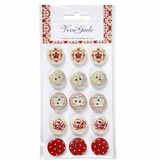 Embellishments / Verzierungen 15 Buttons Designer, madeira Botões com 2 buracos e impressões