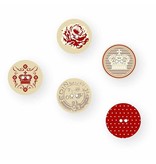 Embellishments / Verzierungen 15 Buttons Designer, tasti di legno con 2 fori e stampe