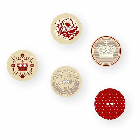 Embellishments / Verzierungen 15 Designer Buttons, Wooden Buttons with 2 holes and prints
