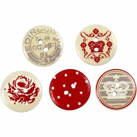 Embellishments / Verzierungen 15 Designer Buttons, Wooden Buttons with 2 holes and prints