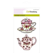 Gjennomsiktige stempler A6, tekanne, kopp og skål "High Tea Rose"