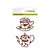 Crealies und CraftEmotions Tampons transparents A6, théière, tasse et soucoupe "High Tea Rose"
