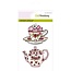 Crealies und CraftEmotions Transparent stamps A6, teapot, cup and saucer "High Tea Rose"