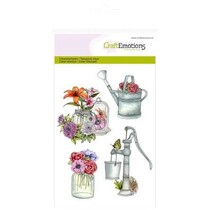 CraftEmotions Transparent stempel A6, Pumpe Giesskanne Botanical Summer