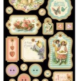 Graphic 45 Chip boards, stamped parts, Sweet Sentiments Collection