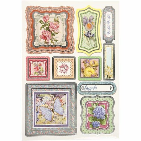 Sticker Folie klistremerke, størrelse 23,5x16,5 cm, blomster, fire slag. blad