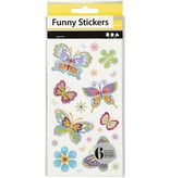 Sticker Funny Stickers, Butterfly, 6 assorted sheets