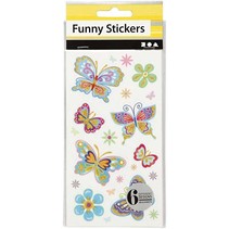 Funny Stickers, Butterfly, 6 assorted sheets