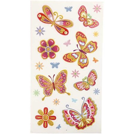 Sticker Funny Stickers, Butterfly, 6 assorted sheets