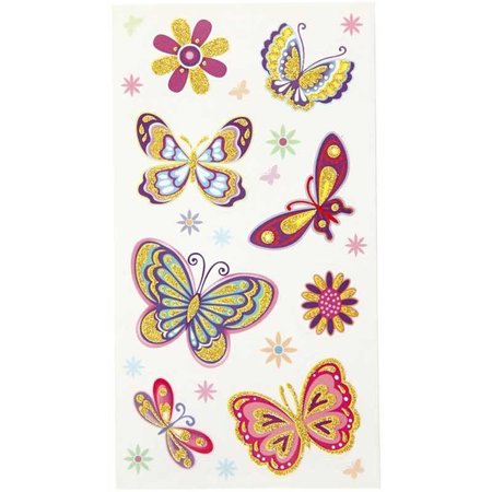 Sticker Funny Stickers, Butterfly, 6 assorted sheets