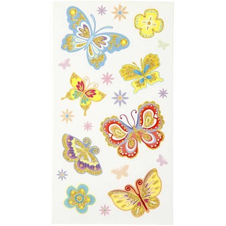 Sticker Funny Stickers, Butterfly, 6 assorted sheets