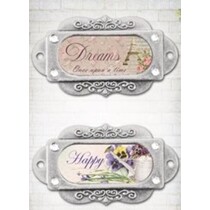 Metalen frames, ornamenten, "Franch Journal", 2 stuks
