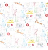 Textil Stoff auf Papier, selbstklebend, Happy Days, 30,5 x 30,5 cm