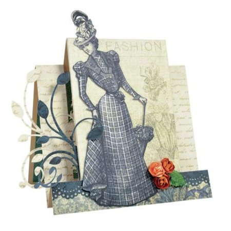 Designer Papier Scrapbooking: 30,5 x 30,5 cm Papier 3 bow, designer papir "Couture Collection Edition I" + 1 Grunnkort + tipse Dekoband!