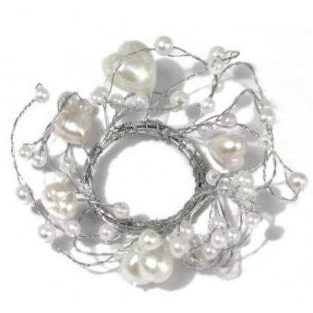 Embellishments / Verzierungen Pearl Ring with hearts ring diameter 3 cm, PVC box 1 piece, white