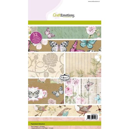 Crealies und CraftEmotions Kraft block, Botanical pressure, 32 sheets A5