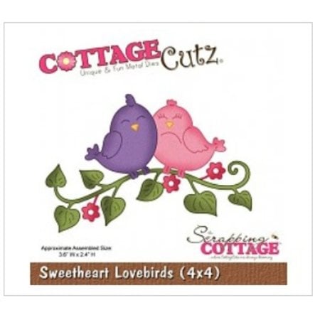 Cottage Cutz Stamping and embossing stencil, Sweetheart Lovebirds (4x4)