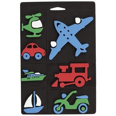 Kinder Bastelsets / Kids Craft Kits Foam rubber stamp set, transport, train and airplane for children
