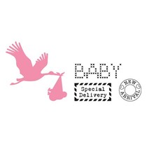 Skæring og prægning stencils, Samlerobjekter, Stork med baby + stempel