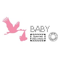 Couper et gaufrer pochoirs, de collection, Stork avec bébé + timbre