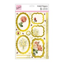 A4 feuilles coupées, des étiquettes avec bordure dorée, roses dessins