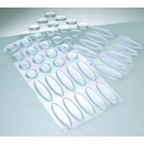 1 vel met epoxy sticker, helder, gesorteerd ovaal en rond