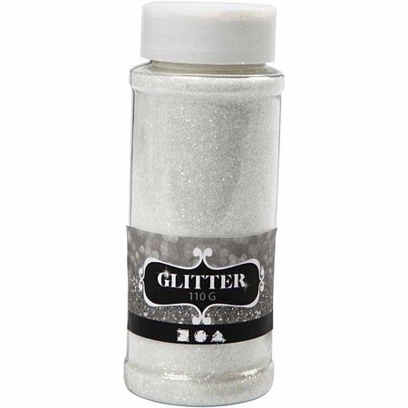 BASTELZUBEHÖR / CRAFT ACCESSORIES grote glitter shaker van 110gr, zilver, goud of wit