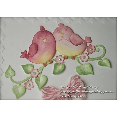 Cottage Cutz Stempelen en embossing stencil, Sweetheart Lovebirds (4x4)