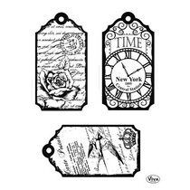 Clear stamps, vintage labels
