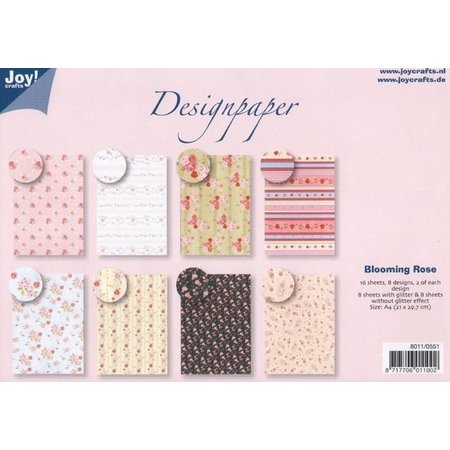Joy!Crafts und JM Creation Designer Block par Joy Crafts, 16 feuilles, A4, Blooming Rose