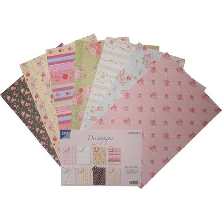 Joy!Crafts und JM Creation Designer Block par Joy Crafts, 16 feuilles, A4, Blooming Rose