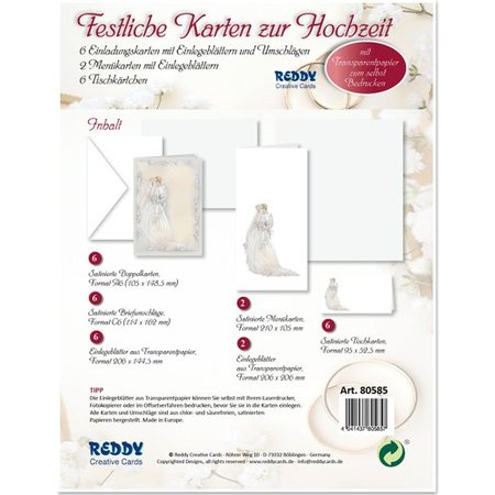 BASTELSETS / CRAFT KITS: Edeles af kort til festlige lejligheder, nygifte hvid