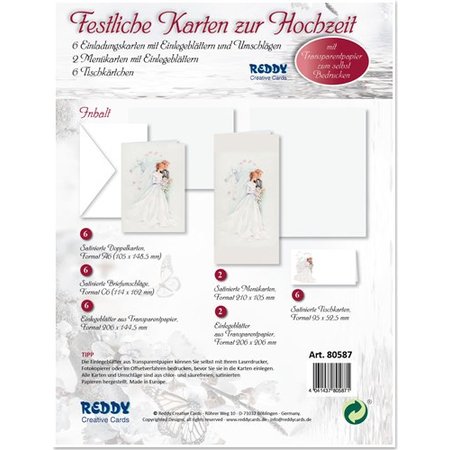 BASTELSETS / CRAFT KITS: Edeles af kort til festlige lejligheder, Wedding Cake White-Black