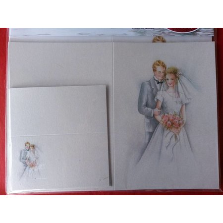 BASTELSETS / CRAFT KITS: Edeles Kartenset zu festliche Anlässe, Brautpaar weiss-blau