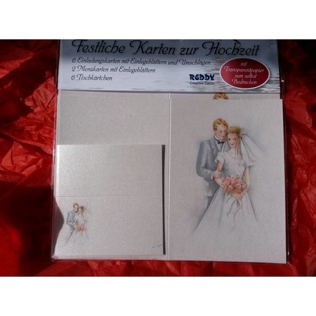 BASTELSETS / CRAFT KITS: Edeles Kartenset zu festliche Anlässe, Brautpaar weiss-blau