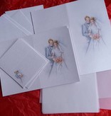 BASTELSETS / CRAFT KITS: Edeles Kartenset zu festliche Anlässe, Brautpaar weiss-blau