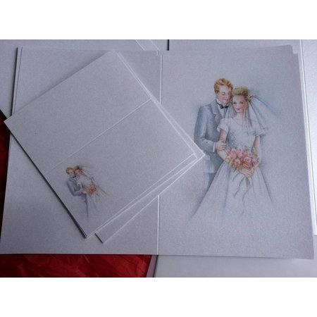 BASTELSETS / CRAFT KITS: Edeles Kartenset zu festliche Anlässe, Brautpaar weiss-blau