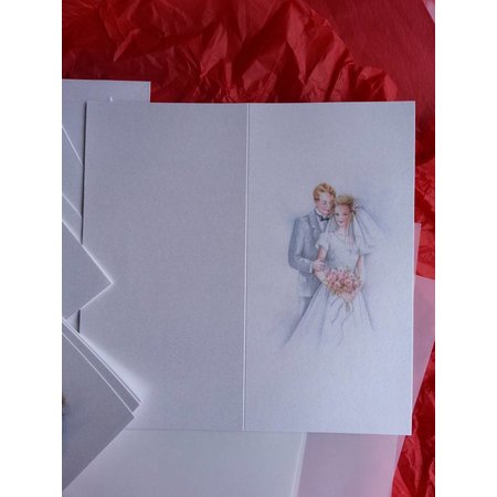 BASTELSETS / CRAFT KITS: Edeles Kartenset zu festliche Anlässe, Brautpaar weiss-blau