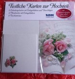 BASTELSETS / CRAFT KITS: Edeles Kartenset zu festliche Anlässe, Eheringe mit rosa Rosen